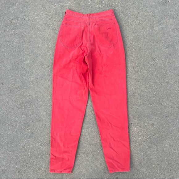 Vintage 80s 90s Chic Coral Red High Waist Taper Ankle Mom Jeans 26” waist - Picture 3 of 9